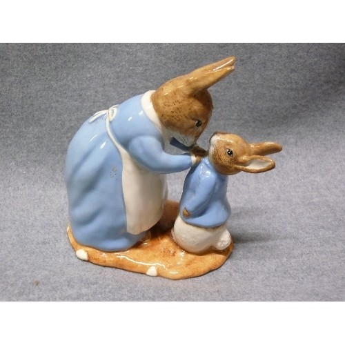 2 - BESWICK MRS RABBIT AND PETER FIGURE AND TABITHA TWITCHIT AND MOPPET FIGURE.