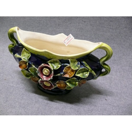 30 - TWIN HANDLED MAJOLICA VASE