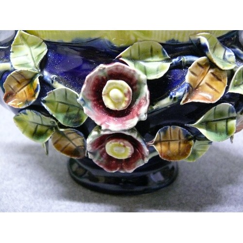 30 - TWIN HANDLED MAJOLICA VASE