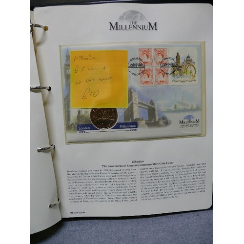 32 - MILLENIUM COLLECTION FIRST DAY COIN COVERS FOLDER WITH 12 COVERS BY WESTMINSTER.