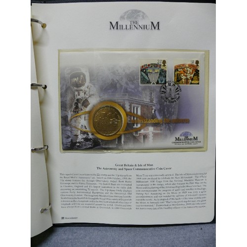 32 - MILLENIUM COLLECTION FIRST DAY COIN COVERS FOLDER WITH 12 COVERS BY WESTMINSTER.