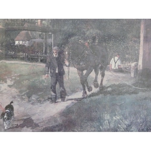 197B - LARGE VICTORIAN STYLE PRINT OF A CANAL SCENE