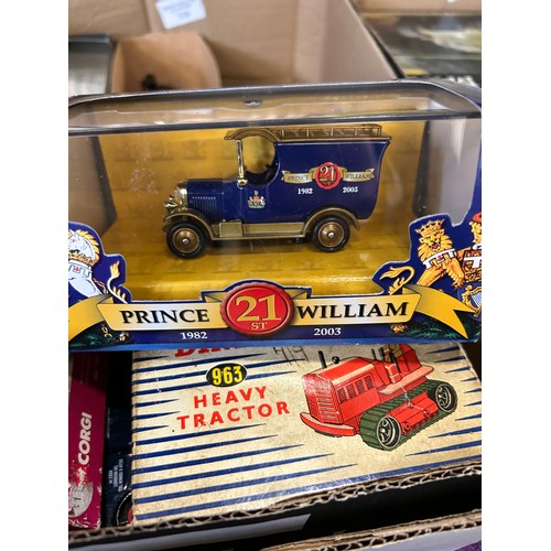 218 - A BOX OF COLLECTORS VEHICLES TO INCLUDE CARS, TRAINS AND CONSTRUCTION VEHICLES BY DINKY, CORGI AND V... 