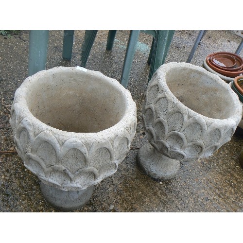 503 - LARGE PAIR OF ACORN STYLE URNS