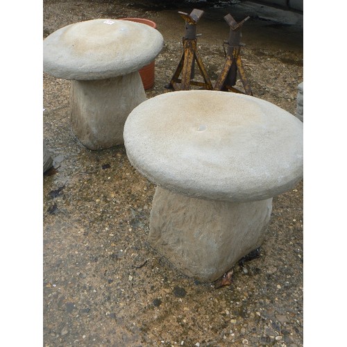 505 - PAIR OF CONCRETE STADDLE STONES.