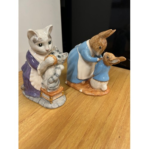 2 - BESWICK MRS RABBIT AND PETER FIGURE AND TABITHA TWITCHIT AND MOPPET FIGURE.