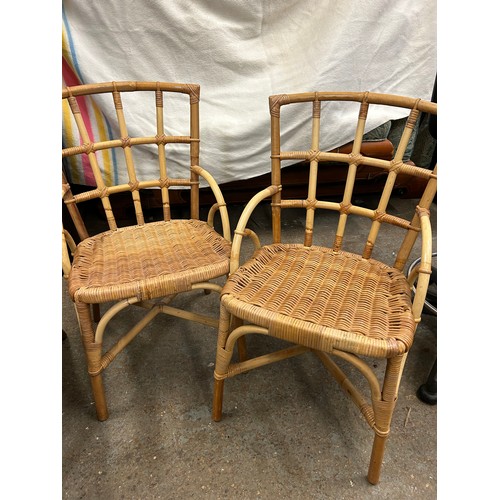 513 - PAIR OF CANE AND WICKER CONSERVATORY CHAIRS