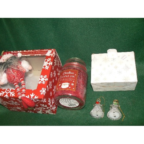 80 - A NEW BOXED CRYSTAL CANDLE AND 2 CRYSTAL ANGELS