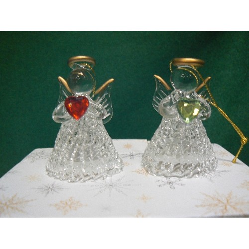 80 - A NEW BOXED CRYSTAL CANDLE AND 2 CRYSTAL ANGELS