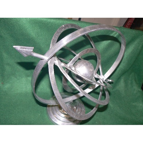 84 - A VERY LOVELY GOOD QUALITY ALUMINUM ARMILLARY SPHERE