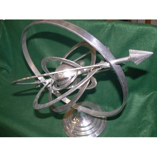 84 - A VERY LOVELY GOOD QUALITY ALUMINUM ARMILLARY SPHERE