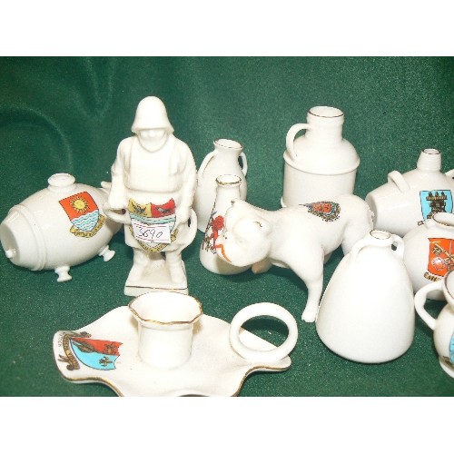 134 - A LARGE SELECTION OF CRESTWARE TO INCLUDE A PIG, BULLDOG, SHIP ETC MOSTLY BY GOSS.