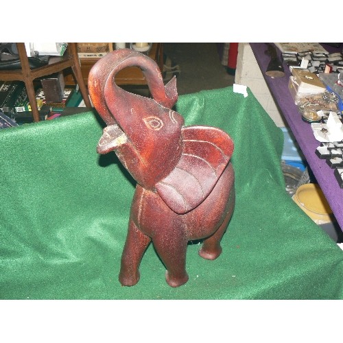 140 - VERY HEAVY LARGE GOOD QUALITY CARVED WOODEN ELEPHANT