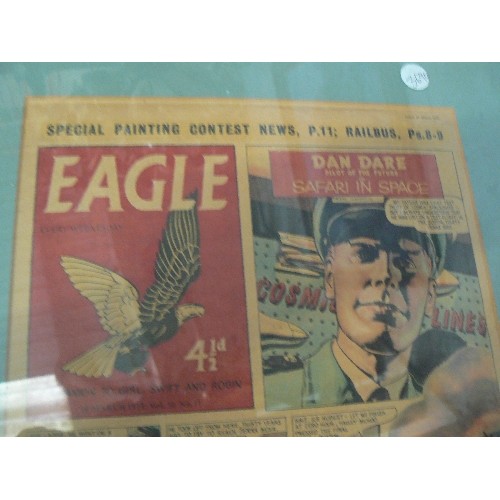 187 - A FRAMED AND GLAZED COPY OF A PAGE FROM EAGLE MAGAZINE 14TH MARCH 1959.