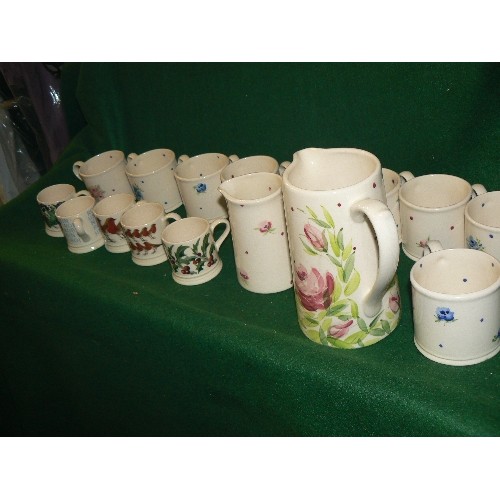 204 - A SELECTION OF 5 COFFEE MUGS BY EMMA BRIDGWATER PLUS A FURTHER SET OF 9 MUGS BY DELIVERANCE. COUNTY ... 