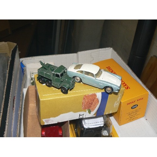 205 - A BOX OF COLLECTORS VEHICLES TO INCLUDE DINKY, VANGUARDS AND MATCHBOX, SOME IN ORIGINAL BOXES.