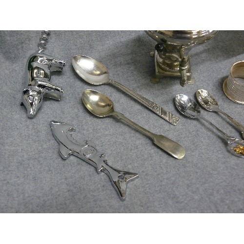 70 - A HALLMARKED SILVER TEASPOON PLUS  A LARGE SELECTION OF GOOD QUALITY SILVER PLATE ITEMS TO INCLUDE A... 