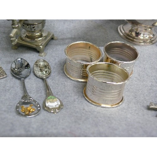 70 - A HALLMARKED SILVER TEASPOON PLUS  A LARGE SELECTION OF GOOD QUALITY SILVER PLATE ITEMS TO INCLUDE A... 