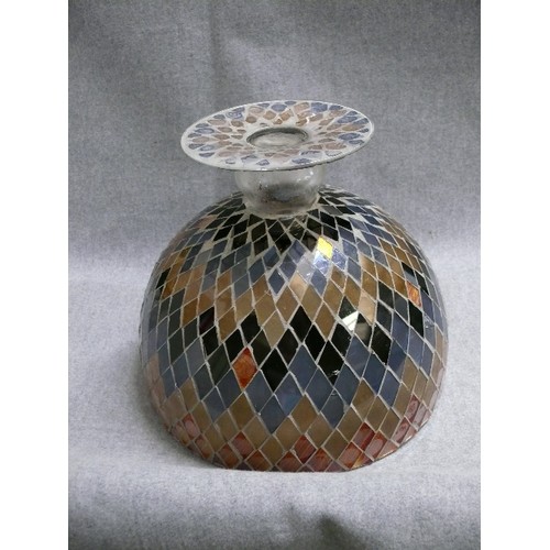 78 - A BEAUTIFUL HANDMADE MULTI COLOURED DIAMOND MOSAIC PEDASTAL BOWL