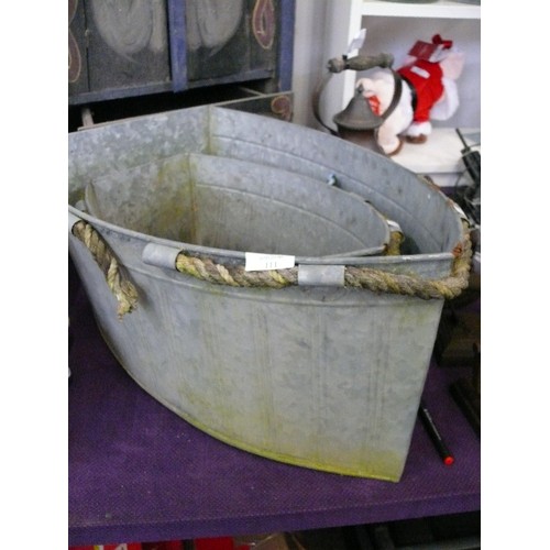 111 - TWO GALVANISED BOAT PLANTERS BY PARLANE