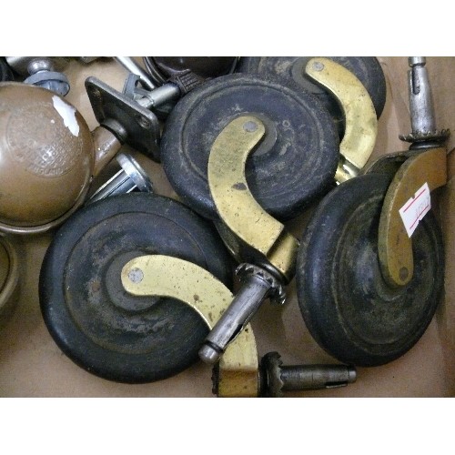 115 - A SELECTION OF VARIOUS VINTAGE CASTORS, 3 SETS OF 4 PLUS SOME SPARES.