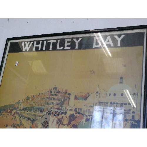 143 - A LARGE FRAMED AND GLAZED LNER POSTER OF WHITLEY  BAY