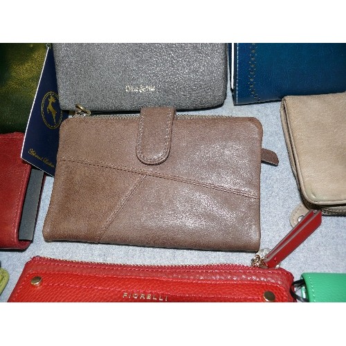 107 - TEN VARIOUS GOOD QUALITY PURSES IN VARIOUS DESIGNS, SOME LEATHER