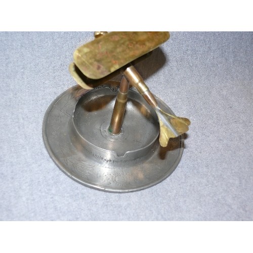 136 - A VERY NICE TRENCH ART ASHTRAY FEATURING A BIPLANE