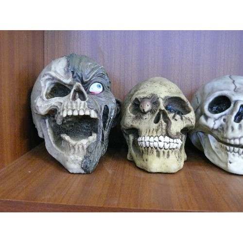 147 - FIVE VARIOUS SKULL ORNAMENTS