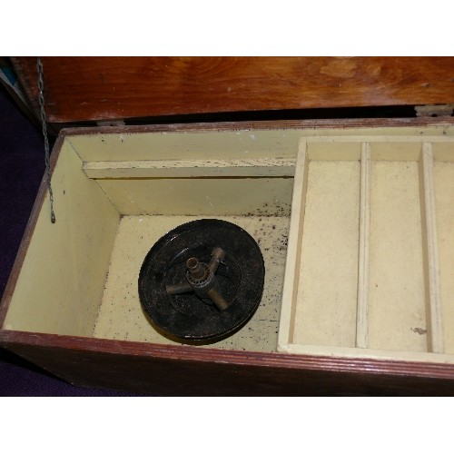 235 - A WOODEN BOX WITH SPARE PART FOR TILLEY LAMP