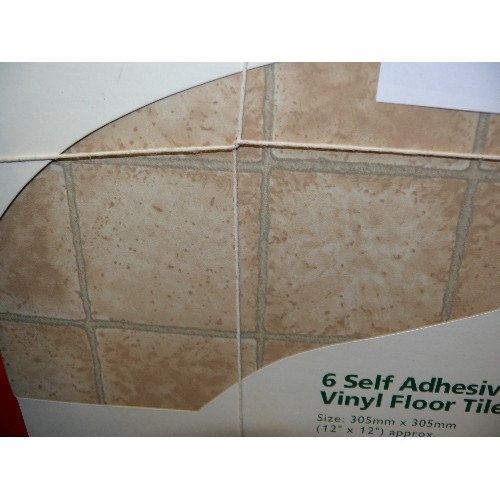 158 - SELF ADHESIVE VINYL TILES, 4 PACKS @ 6 TILES PER PACK= 24 TILES, 12