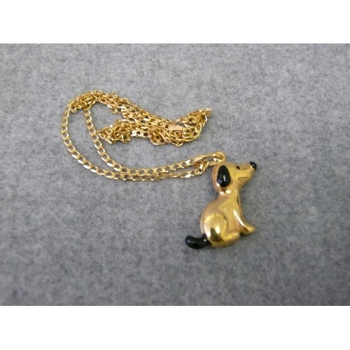 26 - A 9ct GOLD CHAIN AND DOG PENDANT WEIGHT 3.37gr WITH SMALL JEWELLERY BOX