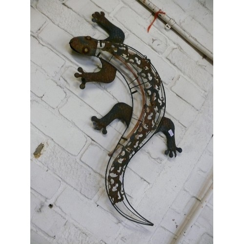 151A - TWO DECORATIVE METAL LIZARD WALL HANGINGS