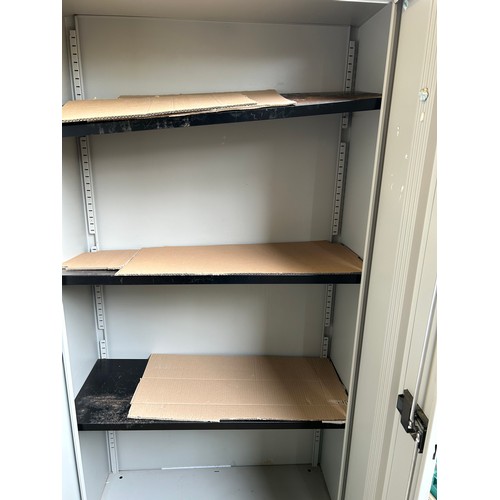 483 - BISLEY METAL 2 DOOR CUPBOARD, APPROX 6FT, 3 INTERNAL SHELVES