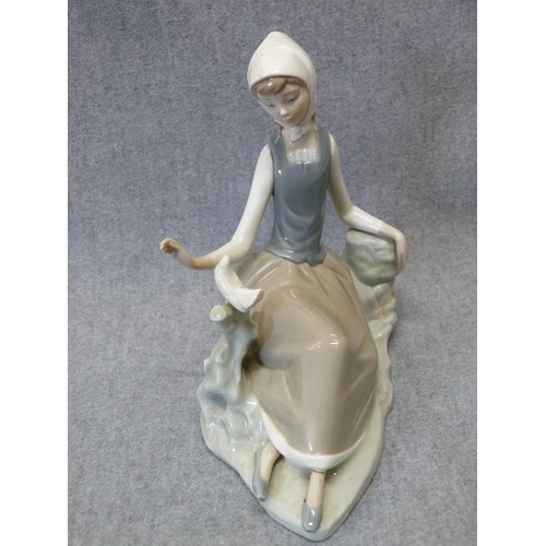 4 - LLADRO Shepherdess Girl Sitting w/Dove Bird Figurine #4660  Vintage Retired Figurine