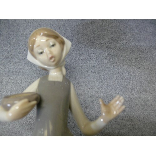 6 - Vintage LLADRO #1052 Porcelain GIRL FEEDING GOOSE - Gloss Finish - Retired 1970