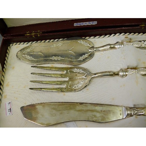 11 - COLLECTION OF FINE SILVER SERVICE  S/P CUTLERY FISH SERVING SET A STILTON CHEESE SPOON, FRUIT SPOON.