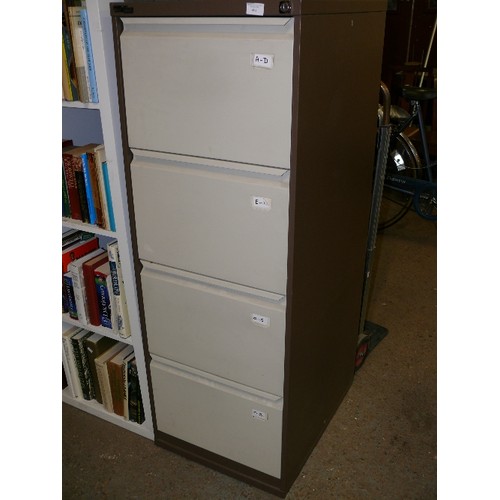 494 - OSTALINE 4 DRAWER METAL FILING CABINET, BROWN AND BEIGE