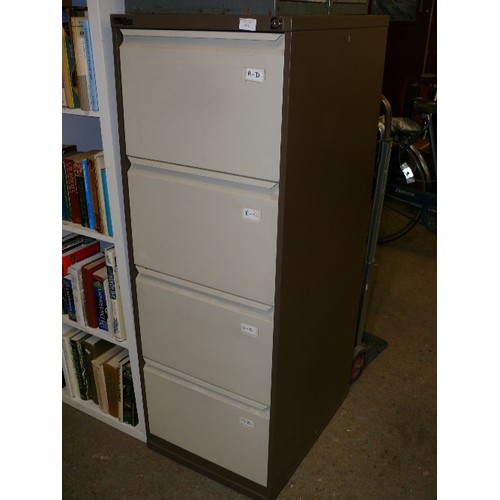 494 - OSTALINE 4 DRAWER METAL FILING CABINET, BROWN AND BEIGE