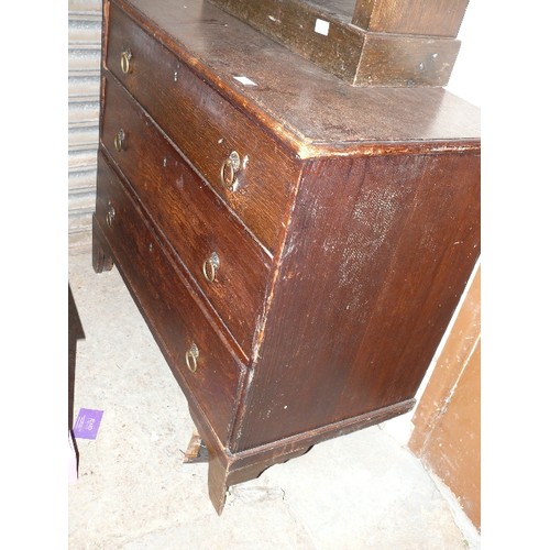 487 - LOVELY SOLID OAK CHEST OF 3 DRAWERS VINTAGE