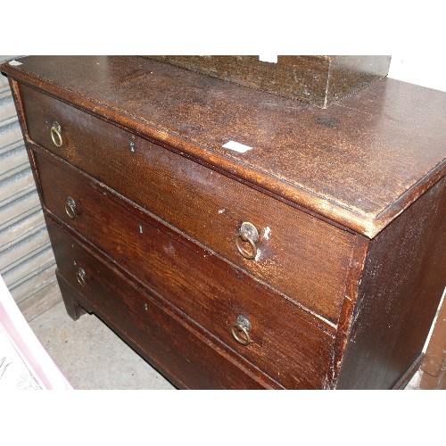 487 - LOVELY SOLID OAK CHEST OF 3 DRAWERS VINTAGE