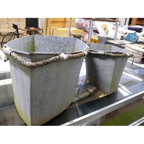 111 - TWO GALVANISED BOAT PLANTERS BY PARLANE