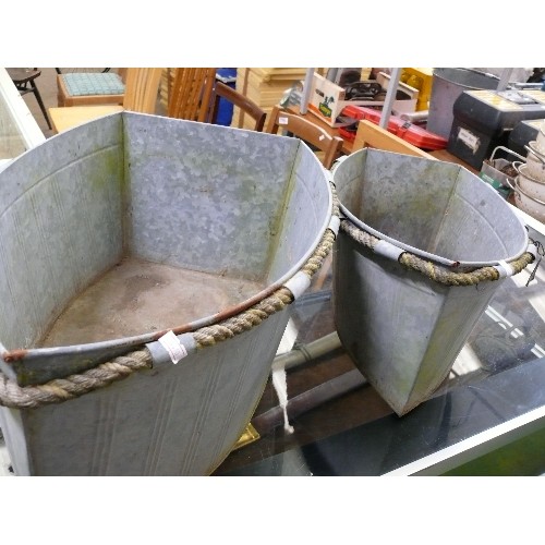 111 - TWO GALVANISED BOAT PLANTERS BY PARLANE