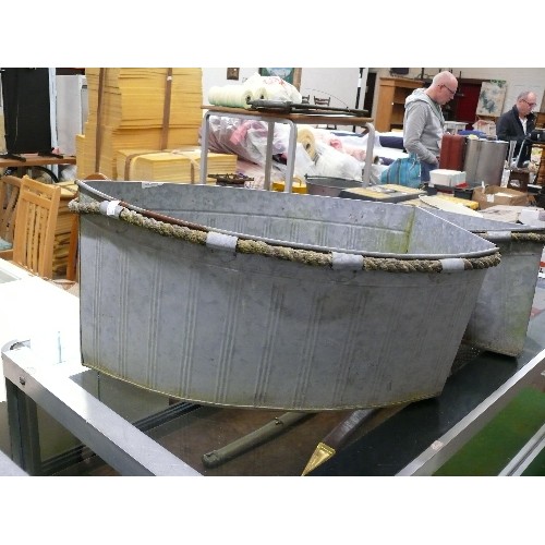 111 - TWO GALVANISED BOAT PLANTERS BY PARLANE