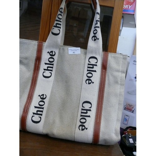 46 - A CANVAS HANDAG WITH LEATHER TRIM BY CHLOE