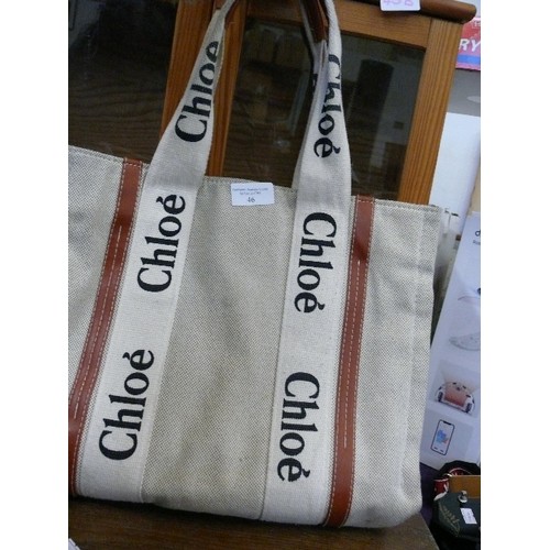 46 - A CANVAS HANDAG WITH LEATHER TRIM BY CHLOE