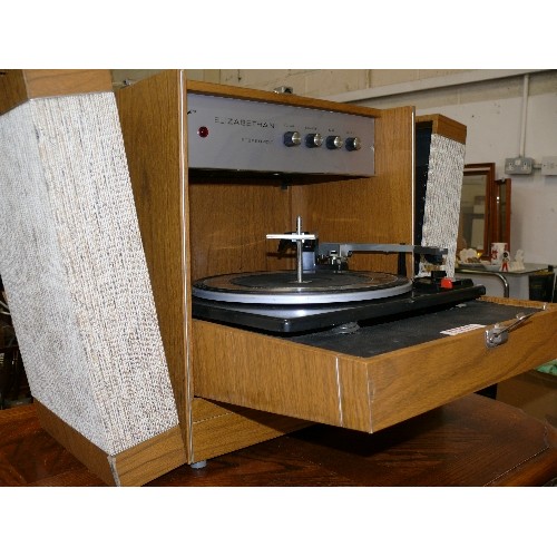 46B - AN ELIZABETHAN RECORD PLAYER WITH SPEAKERS AND A GARRARD DECK PLAYS SPEEDS 78, 45, 33 AND 16