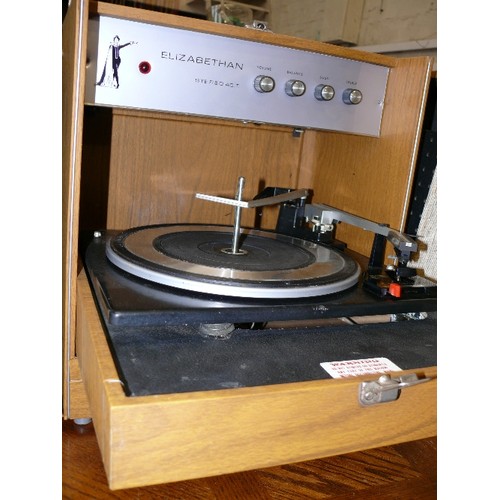 46B - AN ELIZABETHAN RECORD PLAYER WITH SPEAKERS AND A GARRARD DECK PLAYS SPEEDS 78, 45, 33 AND 16