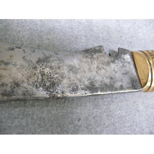 17 - GURKHA KUKRI WITH HAND CHISLED BRASS HANDLE AND SCABBARD