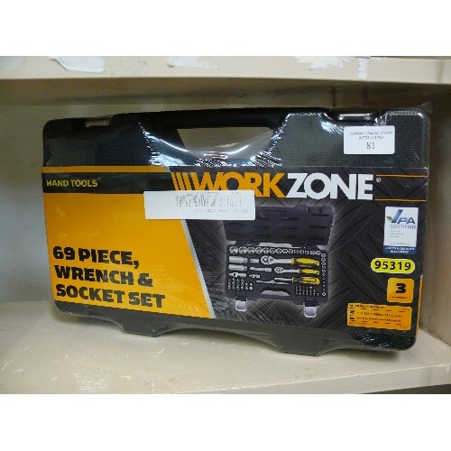 81 - WORKZONE 69 PIECE WRENCH AND SOCKET SET NEW AND SEALED